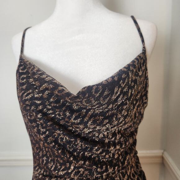 Laundry By Shelli Segal Dress Size 4 Women Slip Gold Leopard Sleeveless Fairy - Picture 1 of 11